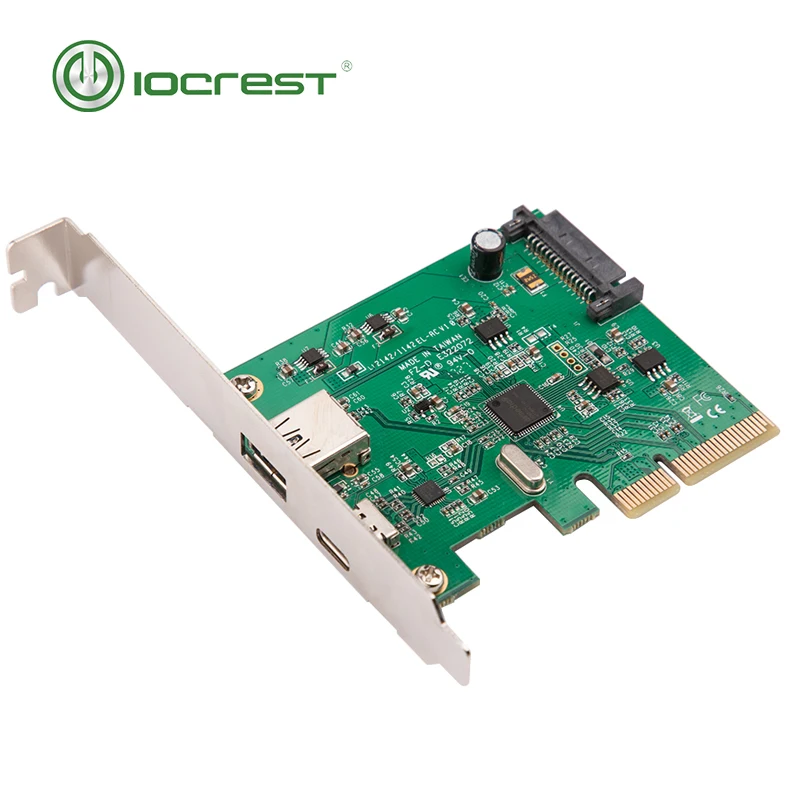 IOCREST PCI Express к USB3.1 USB-C+ USB3.1 type-A плата контроллера до USB3.1 Gen-II 10 Гбит/с супер скорость+ набор микросхем ASM3142