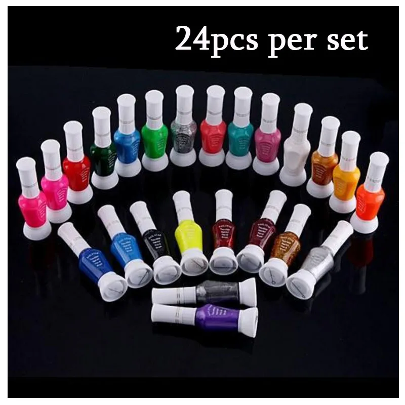 

24 Colors Two Way Nail Art Polish Brush nail art Pen Varnish Polish Set 24pcs/Set Optional Stamping Nail Art color nail art pen