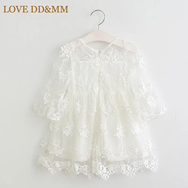 Платье для девочек LOVE DD & MM модное милое кружевное платье с рукавами и вышивкой на
