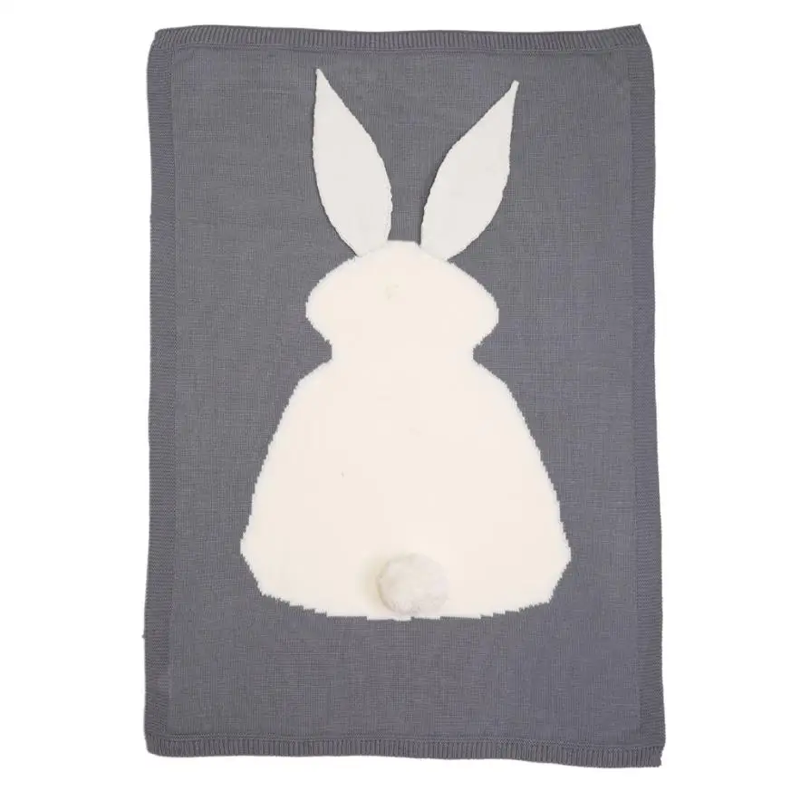 Детское одеяло для новорожденных, вязаное одеяло с кроликом, постельные принадлежности, одеяло для кровати, дивана, коляски, накидка для пеленания, реквизит для фотосессии - Цвет: Gray
