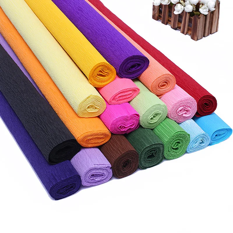 

50*250cm/Roll Crepe Papers Wrapping Packing Material Paper Craft DIY Flower Decoration Birthday Wedding Party Supplies