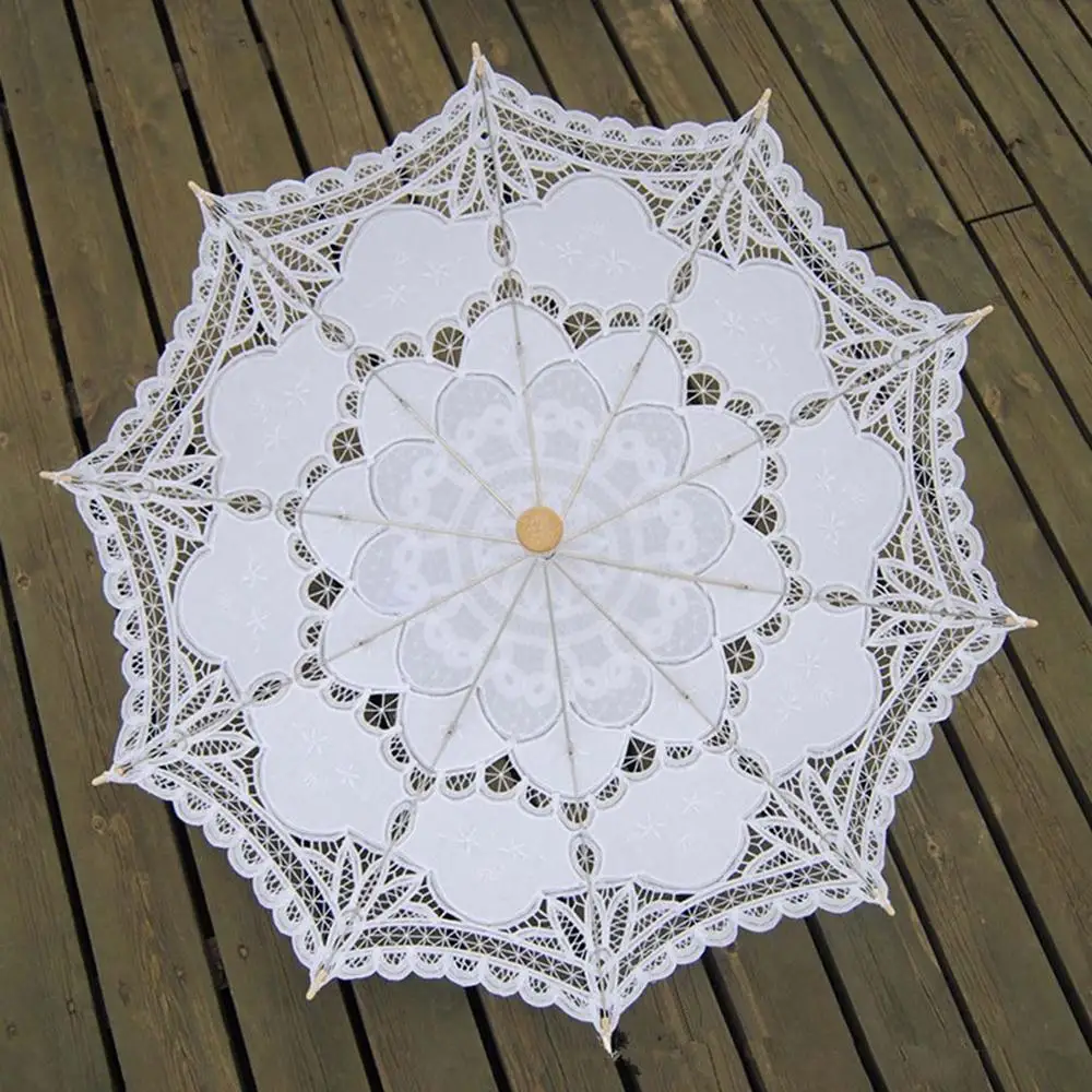 Анти-модный зонтик от солнца, хлопковый Вышитый свадебный зонтик, белый кружевной зонтик в стиле бэттенбург, Свадебный зонтик, украшения