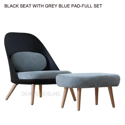 Модные популярные современные дизайн пластик и твердые деревянные ноги Pad Lounge стул, гостиная диван с Османской древесины расслабиться стул 1 шт - Цвет: Black Set
