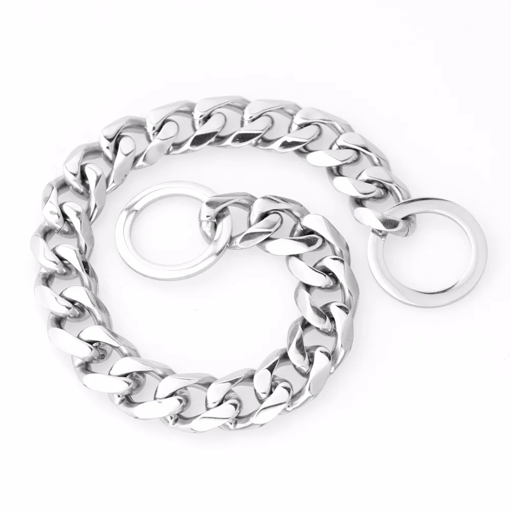 

Charming Design 12-40" Customized Length Never Fade Silver Cut Curb Cuban 19mm 316L Stainless Steel Dog Chain Collar necklace