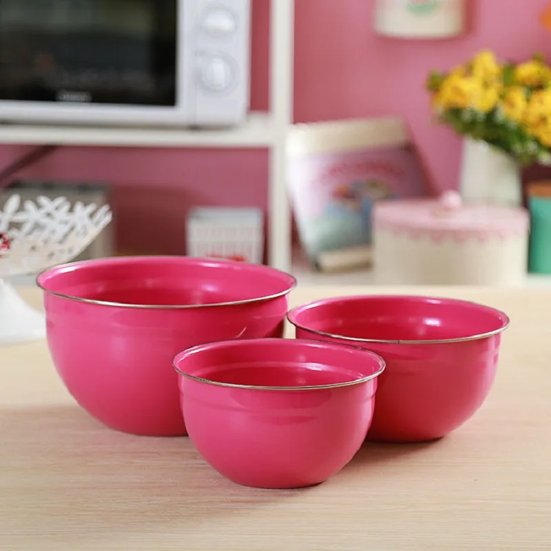 Buy 3Pcs/Set Salad Mixing Bowls Galvanized Iron