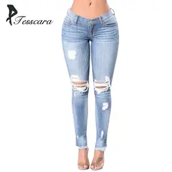 Женские обтягивающие узкие джинсы-карандаш для женщин, с низкой талией, с дырками, с кисточками, брюки для леди, большие размеры, леггинсы