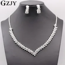 GZJY кристалл свадебные комплекты ювелирных изделий Rhinetone колье ожерелье и серьги Свадебные украшения наборы для женщин 2 цвета I04-1