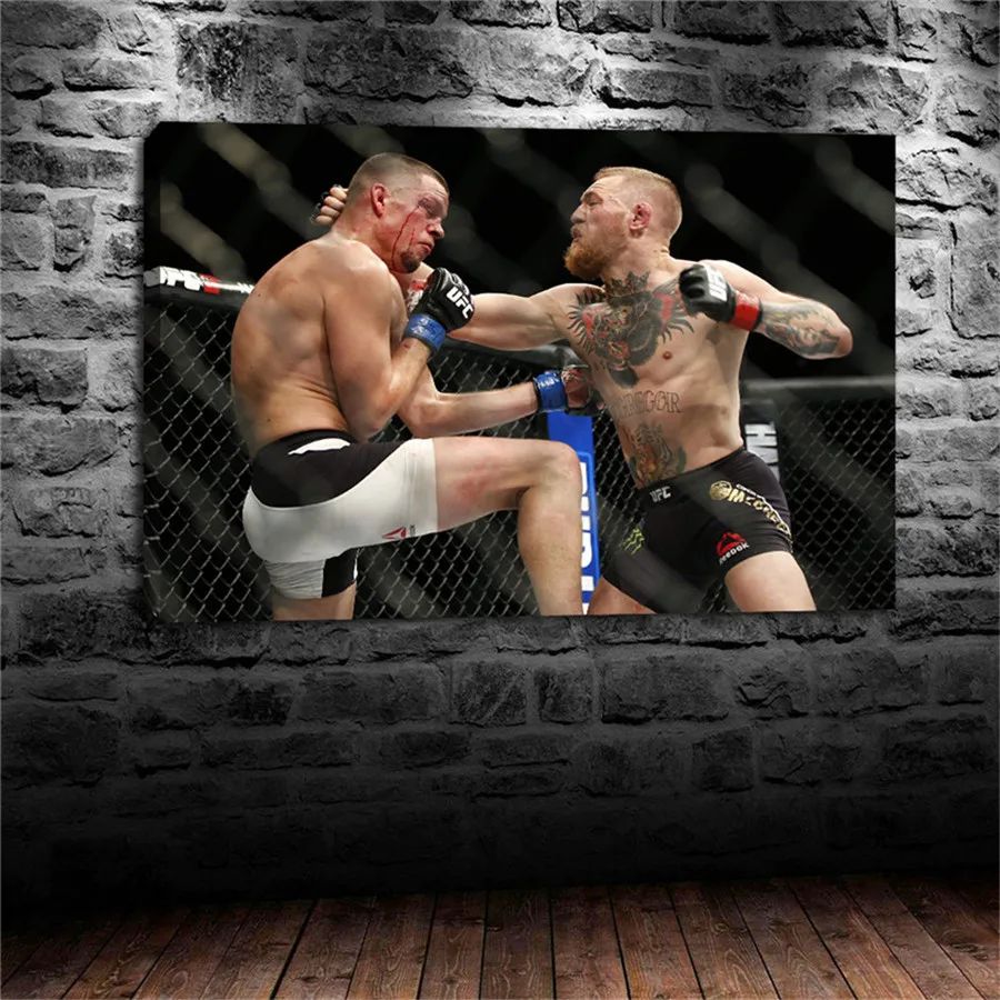 McGregor VS Nate Diaz Боевая ММА Картина на холсте для гостиной домашний декор Современная