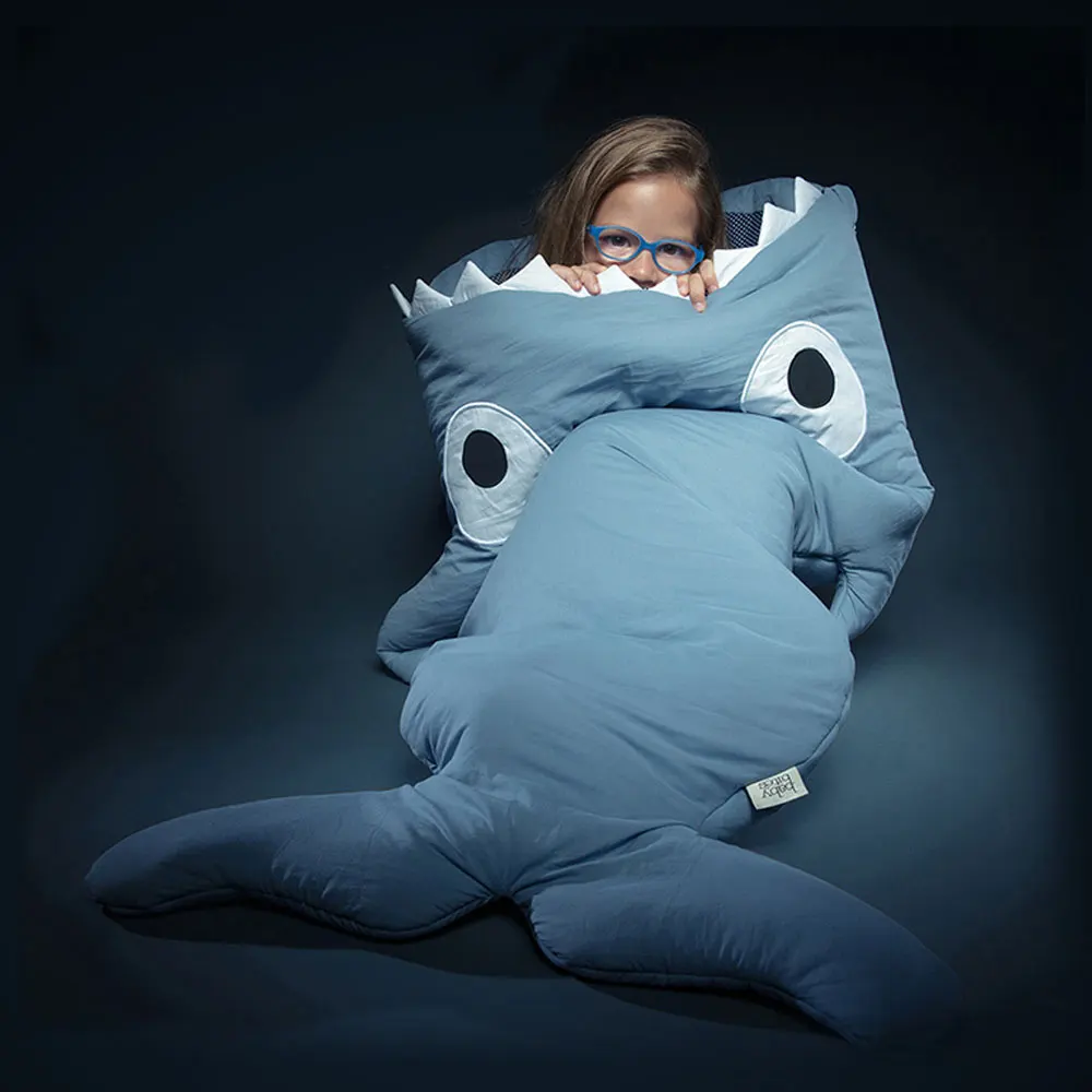 

Hot Sale Cartoon Shark Children 100% Cotton Sleeping Bag Winter Children Sleep Sack Warm Children Blanket Large Warm Swaddle