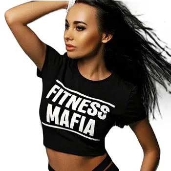 

Summer Casual Print Letter Crop Top O Neck Short Sleeve T Shirt Women Cotton Hit Color Sexy Tee Tops Patterns
