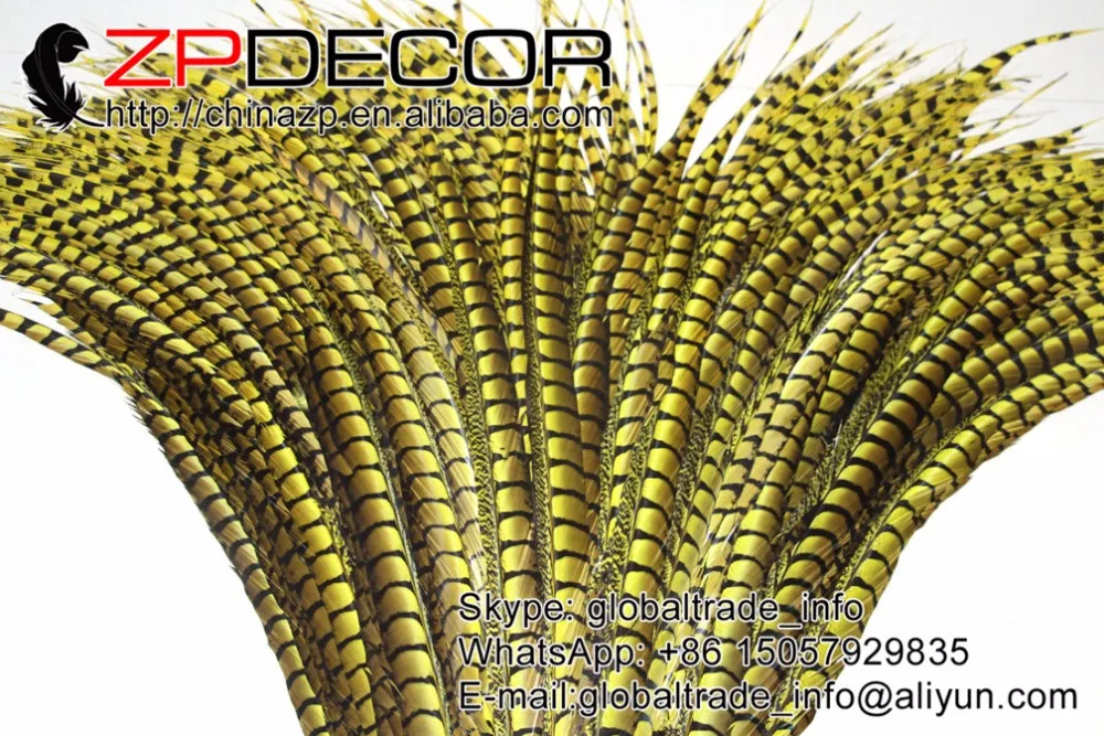 ZPDECOR 32 36 дюймов (80 90 см) 50 шт./лот хорошее качество желтый длинный Леди Amherst перья из