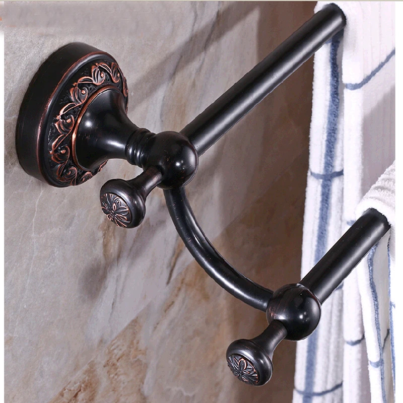 Wholesale And Retail Luxury Oil Rubbed Bronze Wall Mounted Towel Rack Holder Dual Towel Bars W