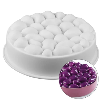 

New Non-stick DIY Baking Pan Cake Molds White Round Silicone Mould Bubbles Stone Cake Mold