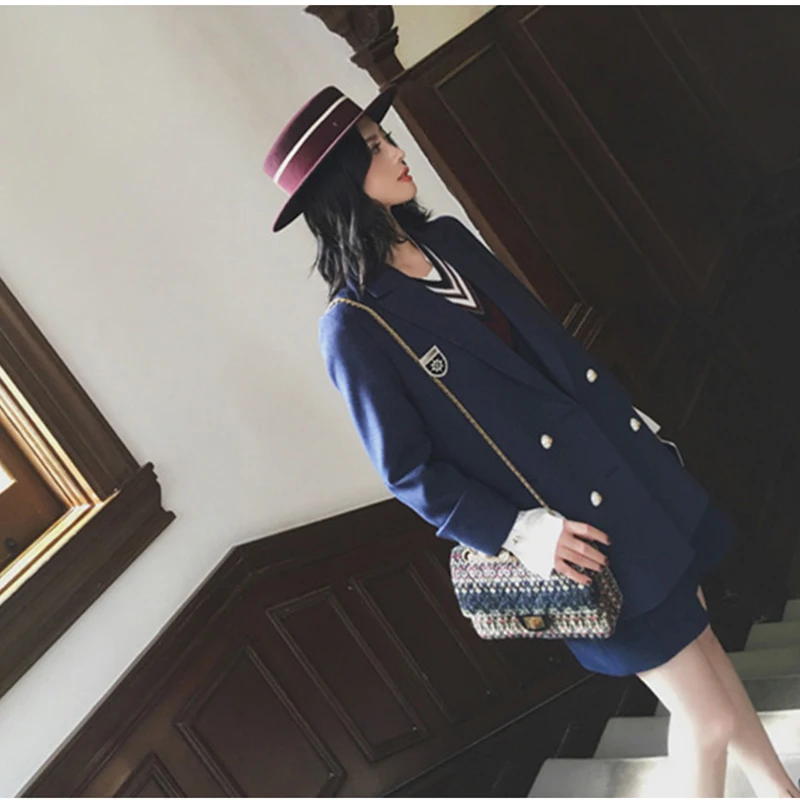 Spring autumn women coat 2018 fashion new Striped medium long section double-breasted long sleeve Casual female Blazers ll501
