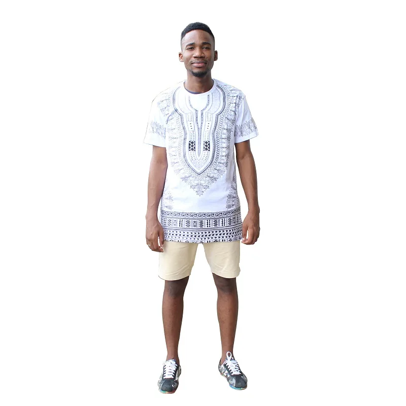 Dashiki T-shirt 2017 African Men Traditional Print Dashiki Short Sleeve Bazin Riche T-shirt Clothing African Cotton Tops For Man african dress style Africa Clothing