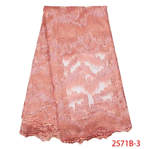 Последняя африканская кружевная ткань, предлагаемый по ценам горячей распродажи с вышивкой нигерийские кружевные ткани французская Пряжа платье с блестками KS2571B-7 - Цвет: Picture 3