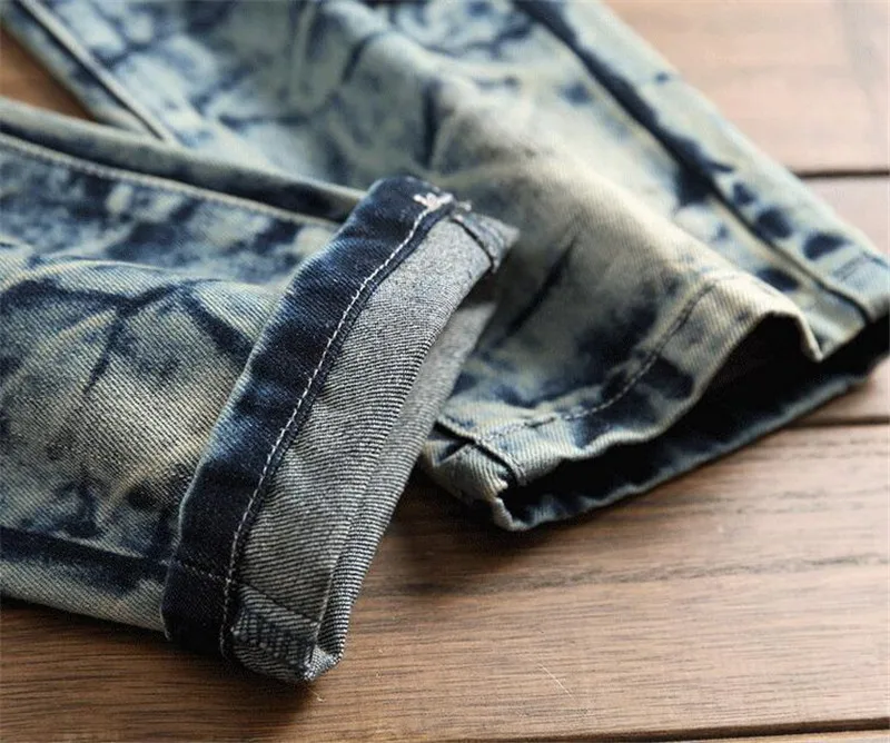 Newsosoo модные Для мужчин марка NEW Fashion Hi Street рваные джинсовые штаны с камуфляжные нашивки прямые потертые джинсы destrpyed джинсы джоггеры