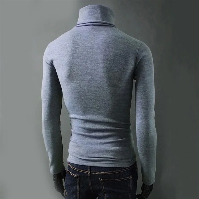 8 цветов, брендовый осенний вязаный свитер, мужской черный вязаный свитер, повседневный зимний мужской свитер поло с высоким воротником, пуловер, свитера - Цвет: Light grey