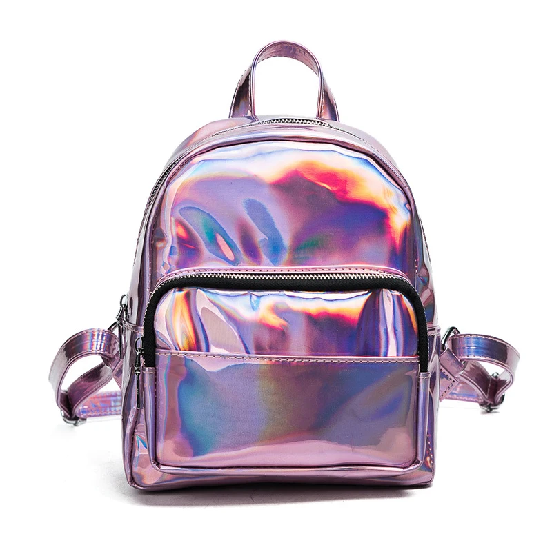 

Women Backpack Hologram Laser Backpacks Female Simple Bags Leather Holographic Hgh Quality Mini Backpacks Bags