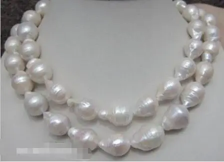 

Hot sale new Style >>>>>2-18MM NATURAL WHITE BAROQUE PEARL NECKLACE 33 INCH