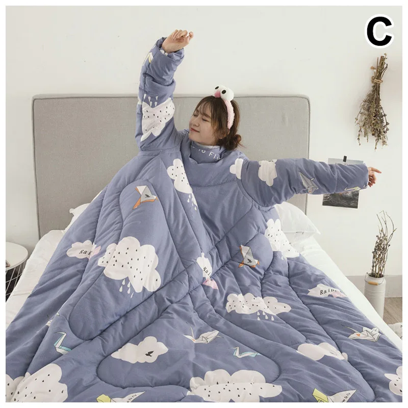 1 шт. «ленивое» одеяло с рукавами теплое плотное одеяло многофункциональное для дома зима ворс объятия-предложения - Цвет: C