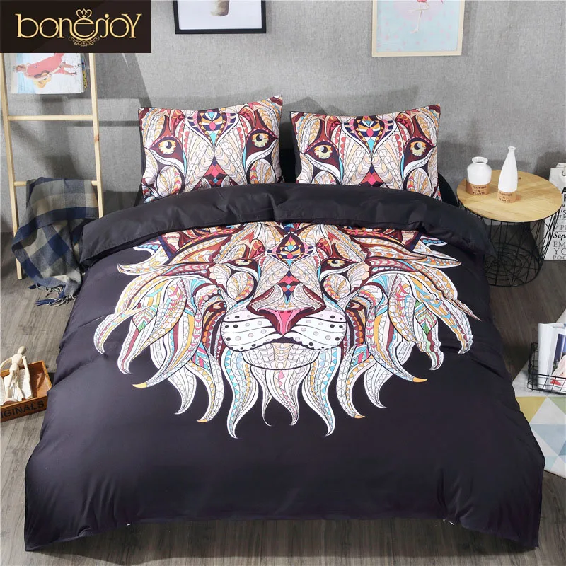 Bonenjoy Black Color Bedding Sets 3D Animal Print Duvet Cover Colorful bonenjoy-black-color-bedding-sets-3d-animal-print-duvet-cover-colorful
