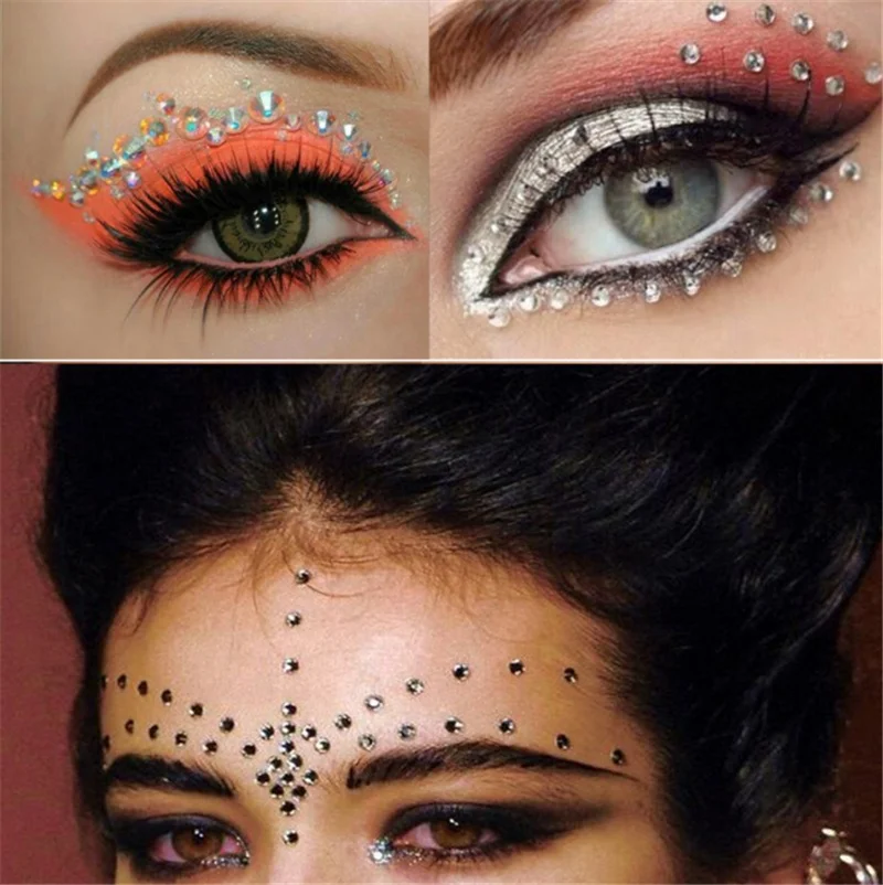 New Rhinestone Flash Tattoos Stickers Body DIY Adhesive Face jewels Gems Temporary Tattoo Eyes