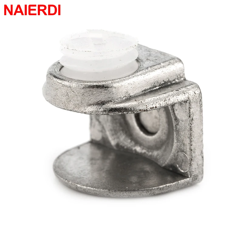 NED Half Round Glass Clamps Zinc Alloy Shelves Support Nickel Finish Corner Bracket Clips For 8mm Thick Furniture Hardware 4PCS glass shelf clamp holder,shelf support brackets