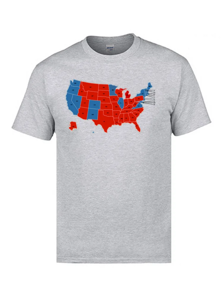 Men Hot Sale Printing Tops & Tees O Neck Summer/Autumn 100% Cotton Top T-shirts Leisure Short Sleeve Classic Sweatshirts Donald Trump 45th US President   USA Map Election 2016  8953 grey