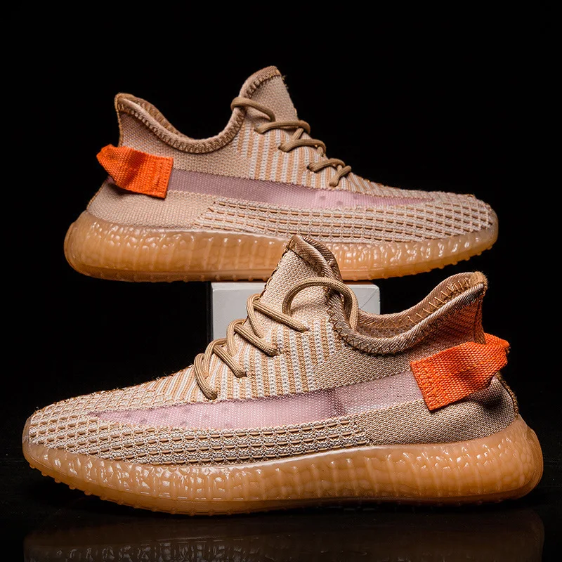 

2019 new breathable knit ribbon running shoes sports casual fashion air cushion men's and all-purpose men's and women's shoes