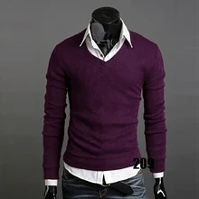 Мужские Брендовые повседневные тонкие свитера мужские тонкие твердые декоративные значки Хеджирование v-образным вырезом мужской пуловер Y