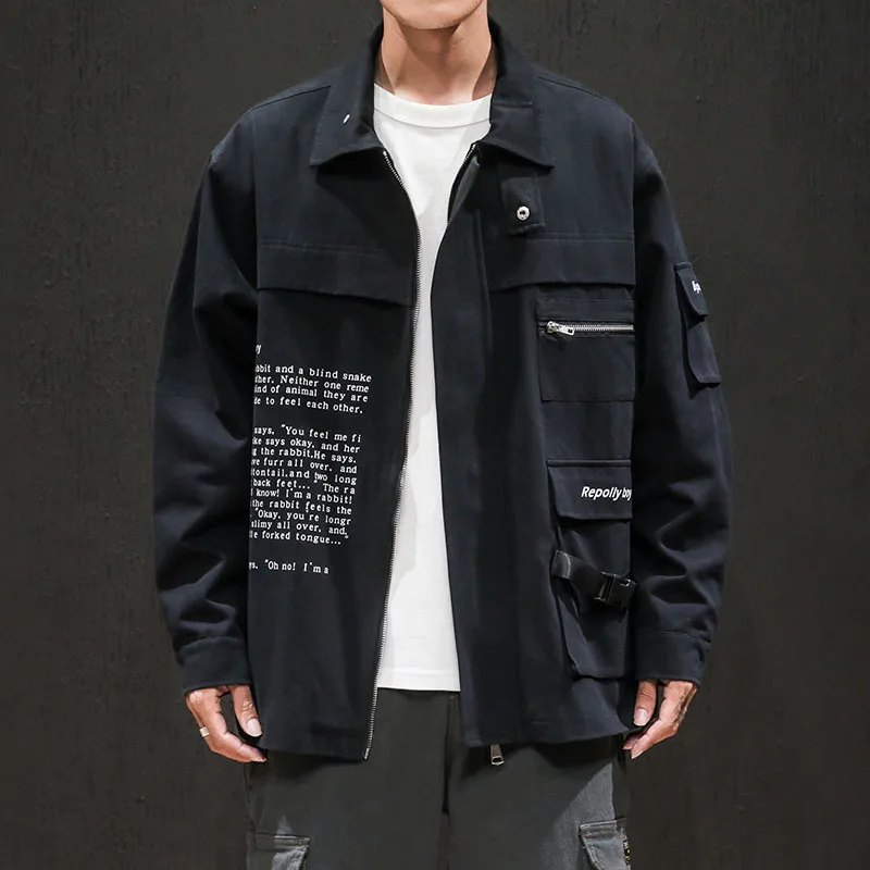 Oversize M-5XL Brand Men Fashion Mandarin collarJacket Casual Streetwear Men Clothing Harajuku Soft Men's Letter Printing Jacket - Цвет: as picture