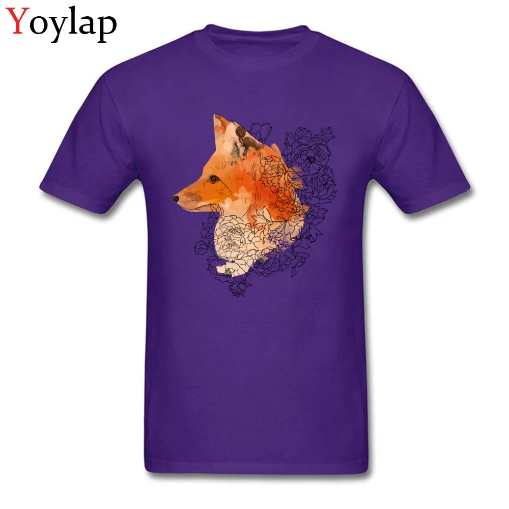 Cute 3D Printed T Shirt Crewneck 100% Cotton Watercolor fox Student Tops Shirts Short Sleeve Summer 3D Printed Sweatshirts purple
