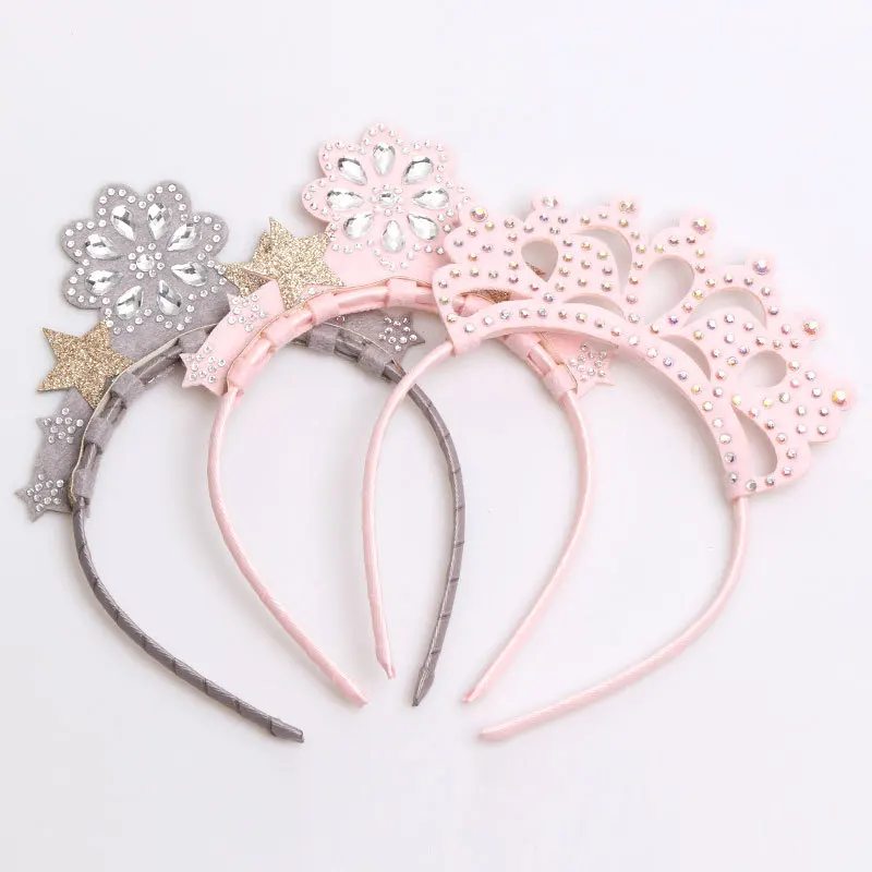 

15pcs/lot Grey Princess Crown Headband Silver Tiara Hairbands Crystal Birthday Gift Party Head Accessory Head Wear Gold Star