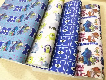 

Free shipping 1pcs/7.6*12inch cartoon print leather viny fabric BHY388