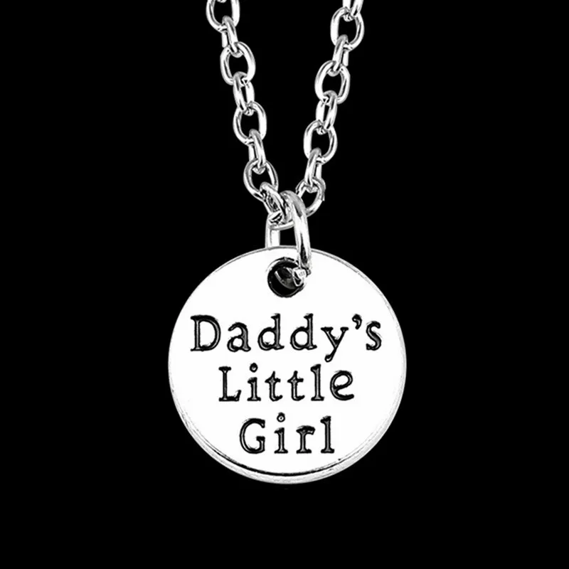 BOAKO Daddy's Little Girl Pendant Necklace Silver Link Chain Necklace