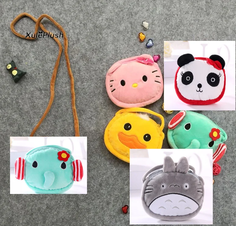 

Kawaii 14*12CM Approx. Multi Cartoon designs, Panda etc, Kid's Plush Backpack , Children's Messenger BAG Shoulder Satchel BAG