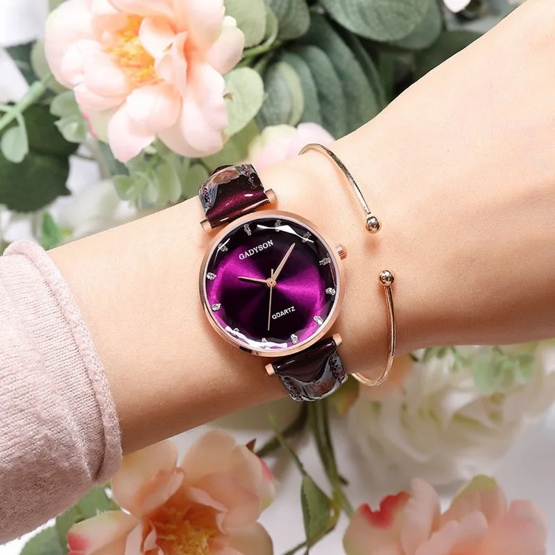 Часы из розового золота, Для женщин брендовая, Дизайнерская кожаная аналоговые наручные часы роскошные часы с бриллиантами кварцевые часы Женская мода Повседневное relogio