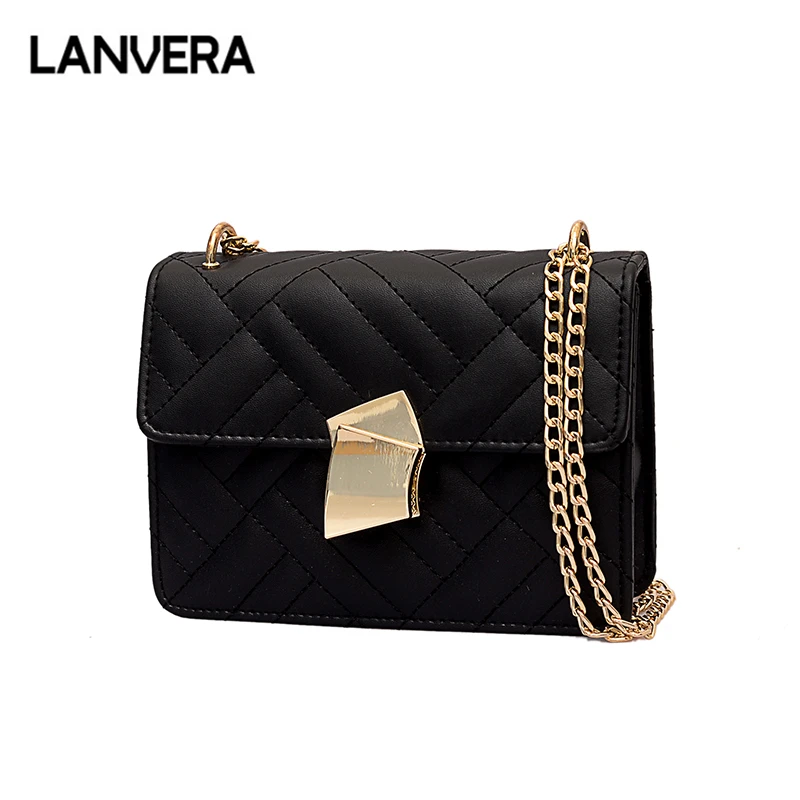 

LANVERA brand women mini chains sequined totes thread plaid flap handbag new lady evening purse crossbody shoulder messenger bag
