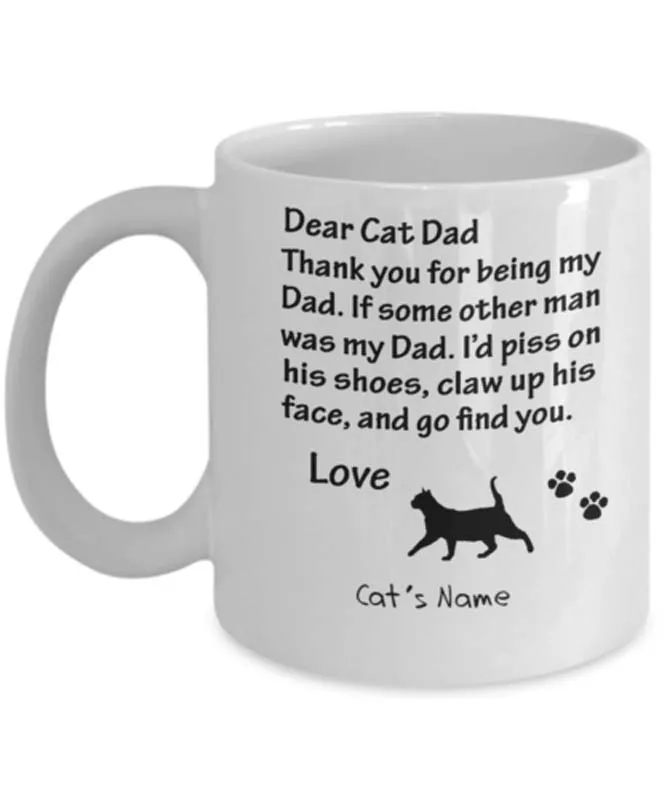 Customized Cat Dad Cat's Name 11oz Coffee Mug Tea Cup Gifts-in Mugs