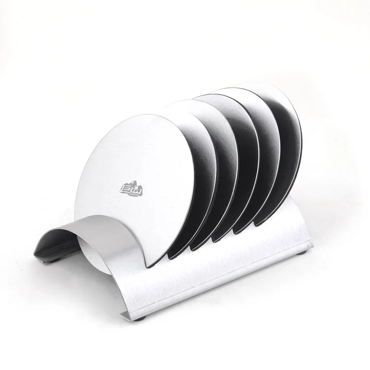 1set Exquisite classic round 304 stainless steel wine coasters creative bowl pad mat 6pcs coasters+1pc shelf KJ 3011