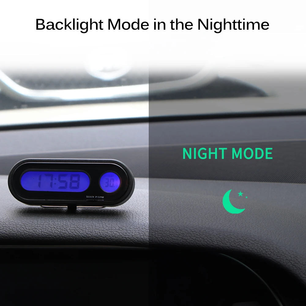Auto Car Clock 2 in 1 Digital Car Thermometer Electronic Clock LED Backlight for Car Interior Ornament Mini Clock Car-Styling