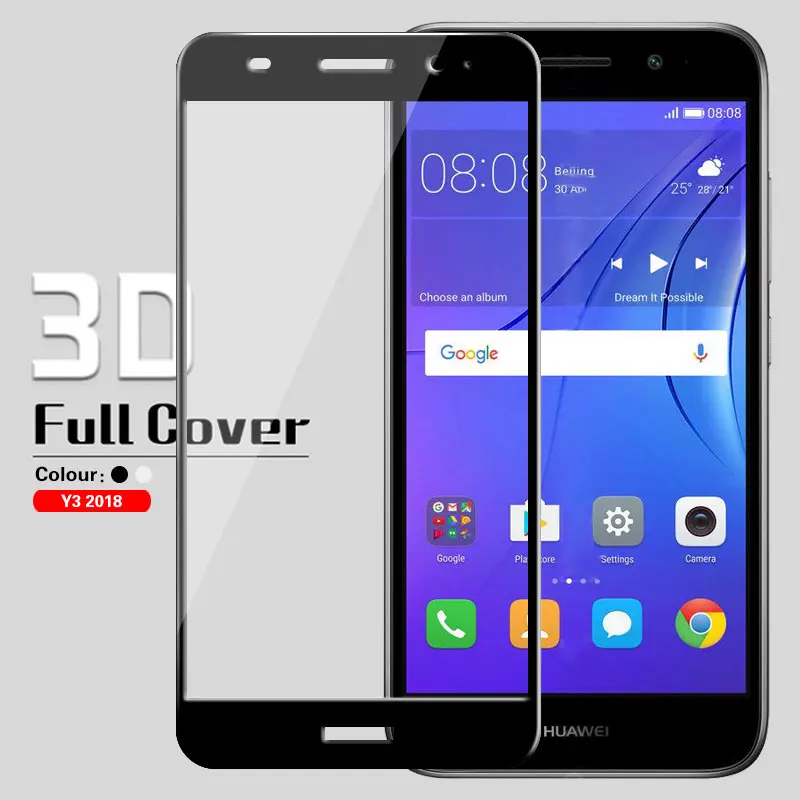 3D для защиты от солнца стеклянная пленка Huawei Y3 Y5 Y6 Y7 Prime Pro Y9 2018 CAG-L02 CAG-L03 CAG-L22 CAG-L23