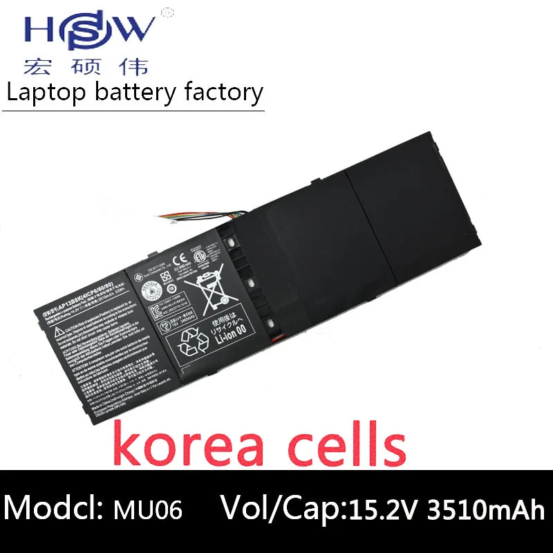 

HSW New 15.2V 53Wh 3510mAh AP13B8K Battery For Acer Aspire V5 M5-583P V5-572P V5-572G Notebook 4ICP6/60/78