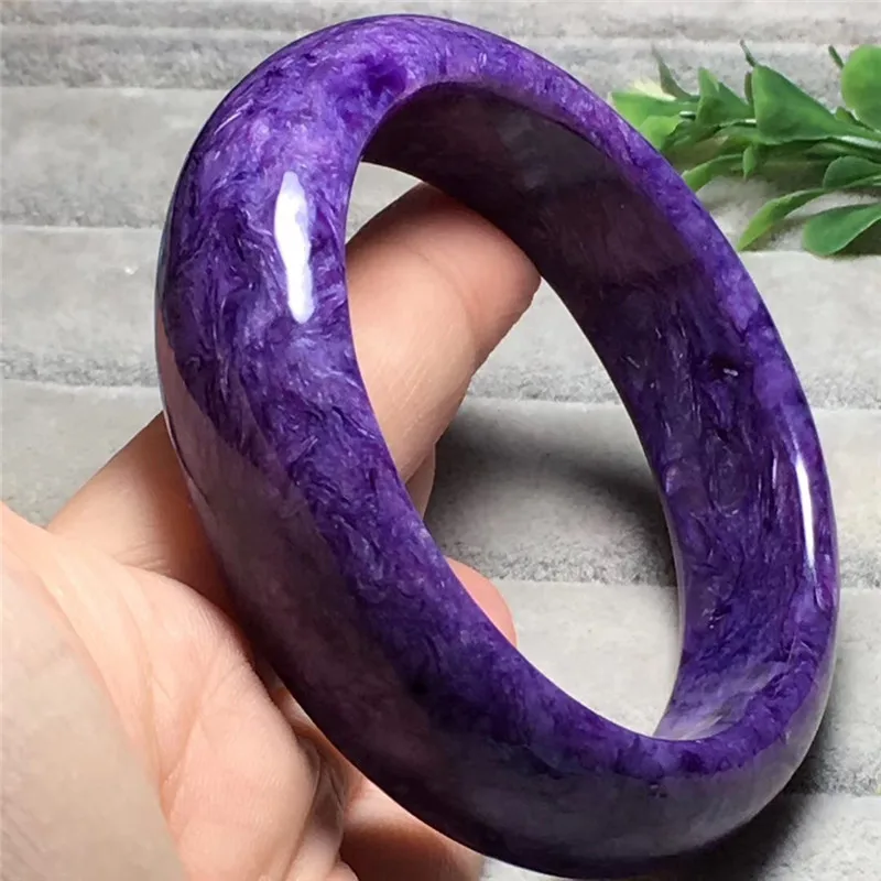 

56mm Genuine Natural Purple Charoite Bangles Gemstone Crystal Lady For Women Female Gift Fashion Bangle Certificate 17x9.5mm