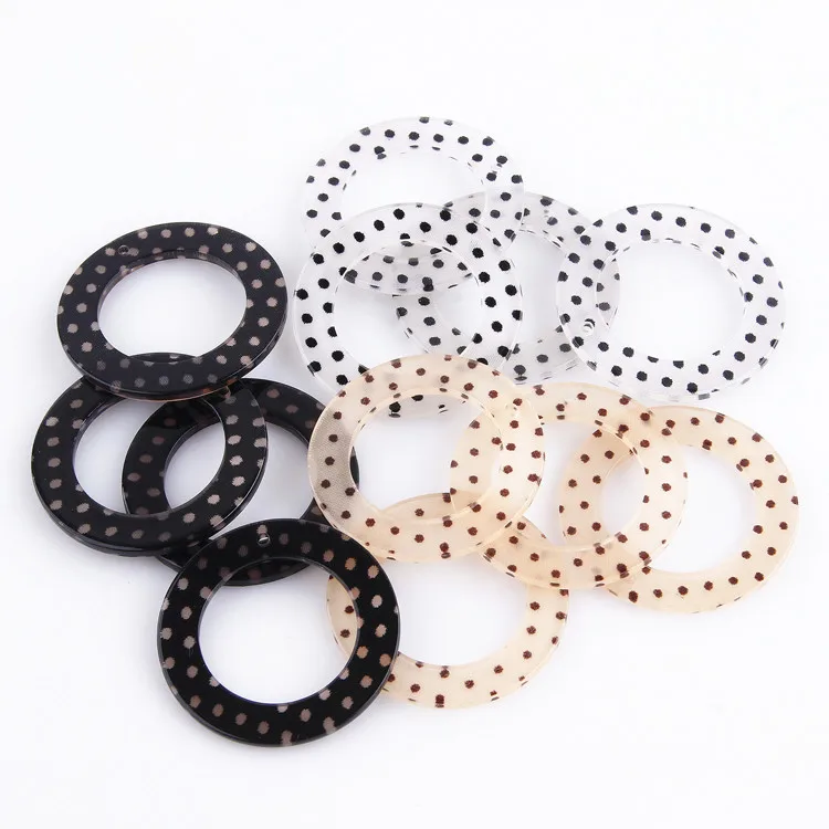 

New style 30pcs/lot 35mm dots print geometry rounds/circle shape acrylic beads diy jewelry earring pendant accessory