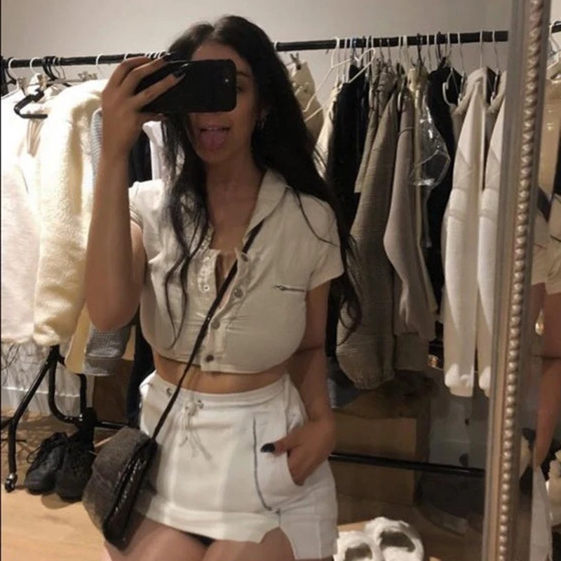 المحاصيل أعلى قصيرة الأكمام الصيف عارضة إمرأة T قميص بدوره إلى أسفل طوق جيب عارضة الكاكي المحملات أنيقة السيدات الشارع الشهير المحملة القمصا... المحاصيل أعلى قصيرة الأكمام الصيف عارضة إمرأة T قميص بدوره إلى أسفل طوق جيب عارضة الكاكي المحملات أنيقة السيدات الشارع الشهير المحملة القمصا...