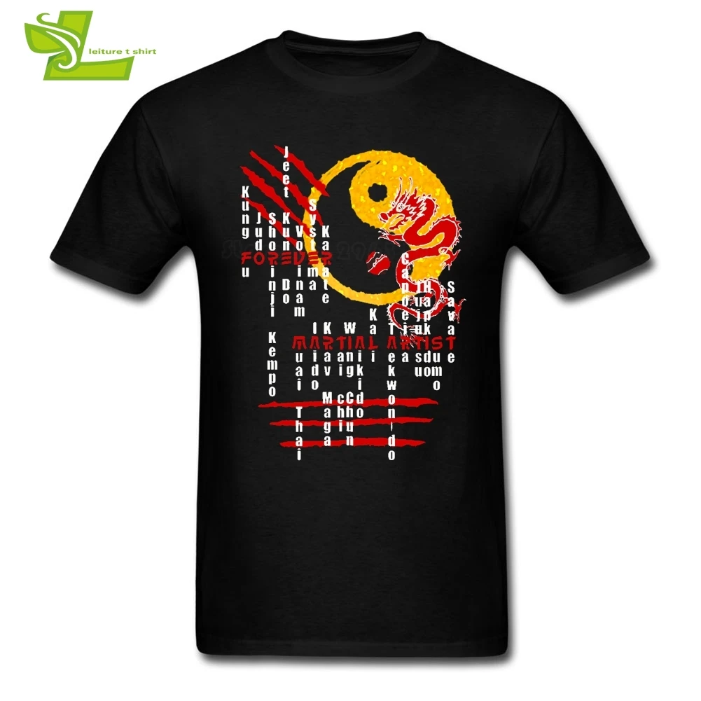 Forever Martial Artist Kung Fu Брюс Ли футболка мужская летняя с круглым вырезом дешевые