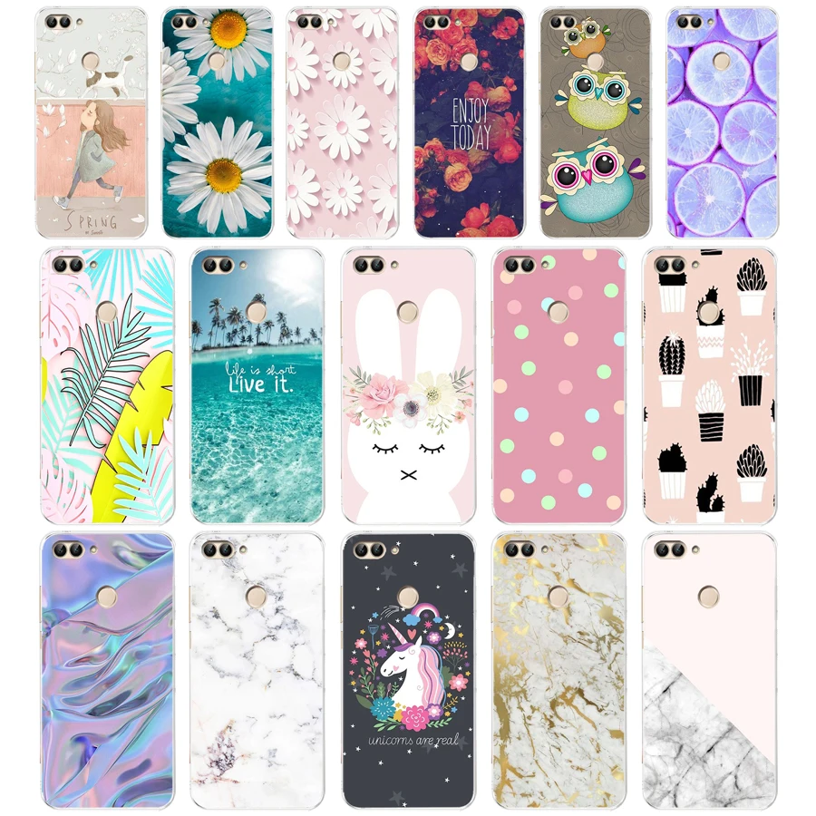 

J Huawei P Smart Case TPU Soft Silicone Transparent Back Cover Phone Case Huawei P Smart Cover FIG-LX1 Enjoy 7S Case