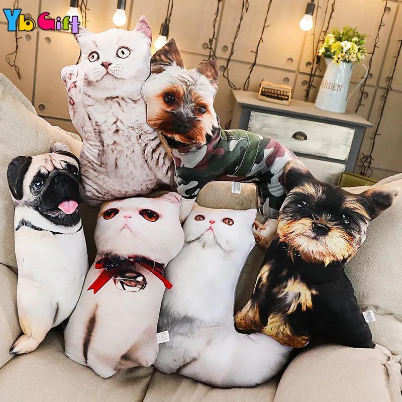 Мультяшная Реалистичная 3D подушка для собак, кошек, плюшевых животных, плюшевые игрушки для кошек, собак, плюшевая подушка, наволочка для кровати, дивана, Декор, подарки